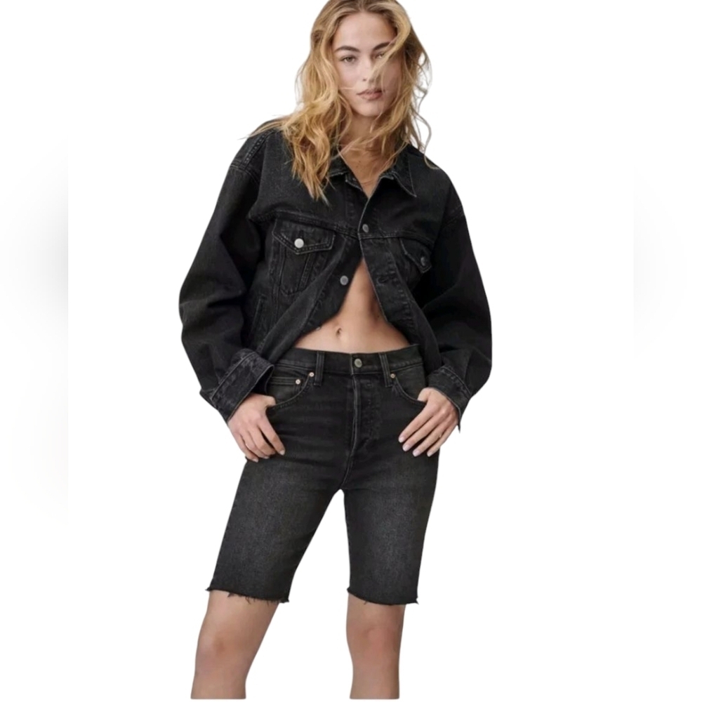 Denim Forum Black The Yoko Bermuda Shorts Size 25